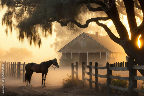 Country ranch, big wooden h...