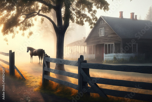 Country ranch, big wooden h...