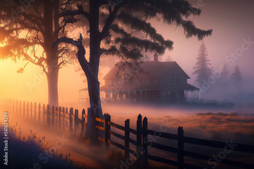 Country ranch, big wooden h...