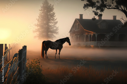 Country ranch, big wooden h...