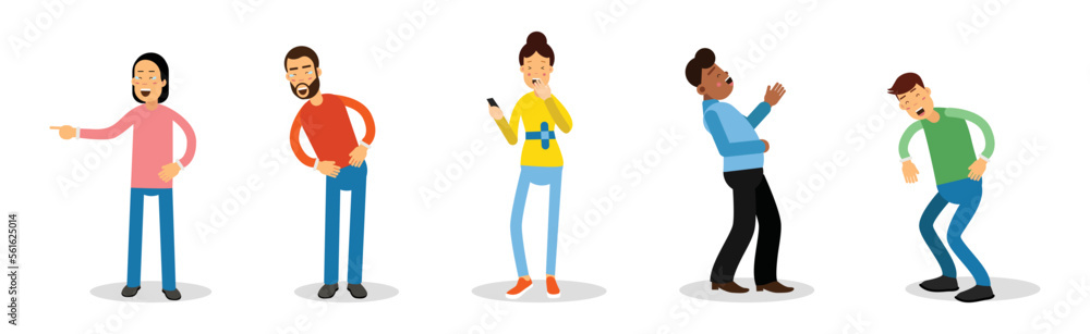 People Characters Laughing Out Loud at Funny Joke Vector Set People Characters Laughing Out Loud at Funny Joke Vector Set