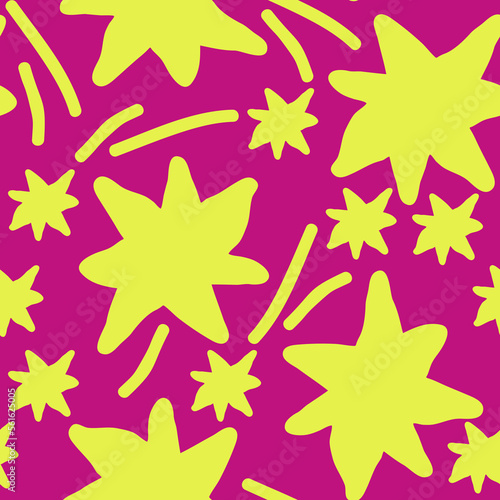 Stars seamless pattern for wrapping, digital paper, wallpaper, fabric print, textile design. Simple silhouette shape of shining star decorative element for kids, baby, children, sport.