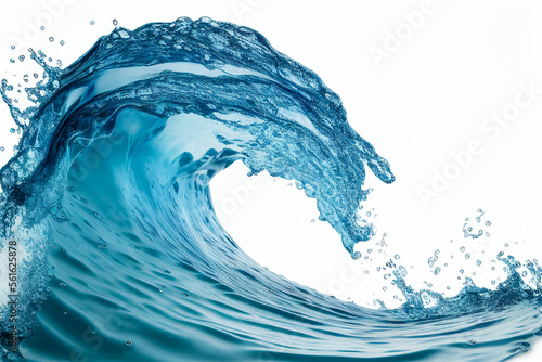 Fresh aqua blue water wave on isolated white background with clipping path.