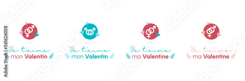 Je t'aime mon Valentin, ma Valentine - Logo, label, stick autour de la Saint-Valentin