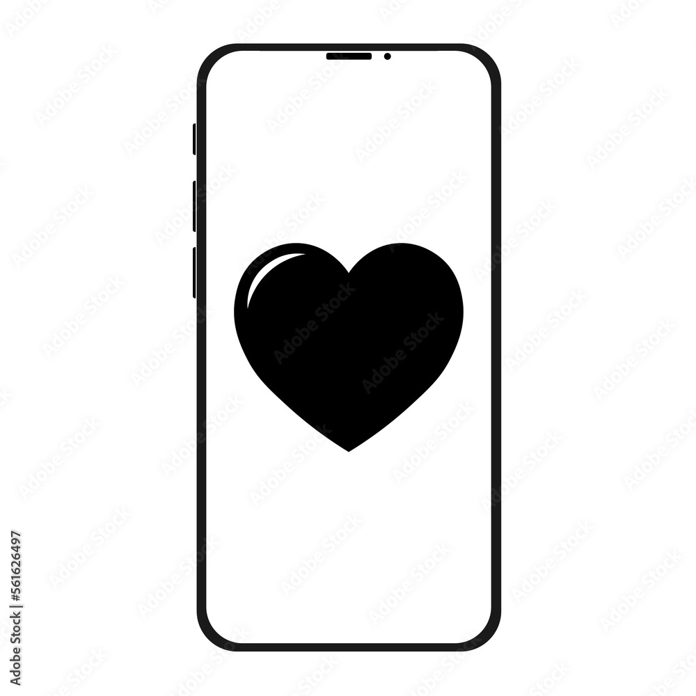 Simple illustration of phone with heart icon for St. Valentines Day Simple illustration of phone with heart icon for St. Valentines Day
