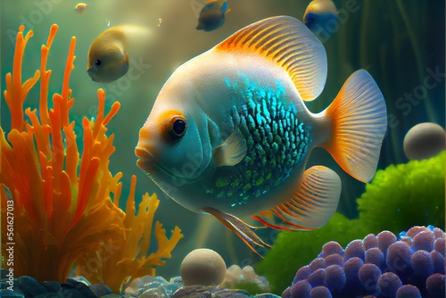 Fish swimming in aquarium Generative AI