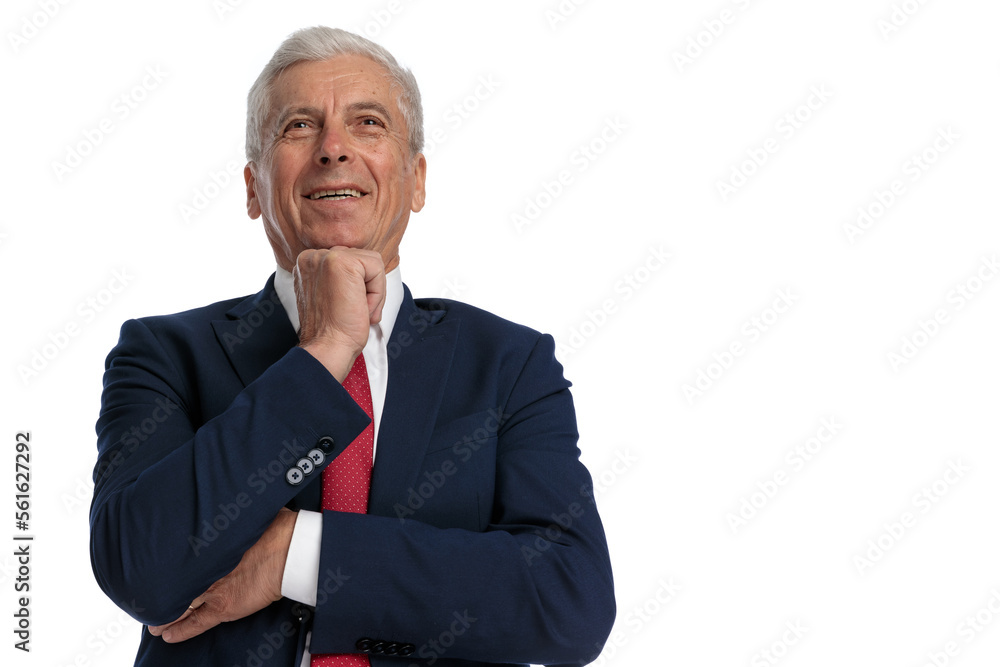 Old businessman dreaming about something big Old businessman dreaming about something big