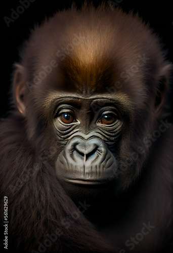 Beautiful Portrait of a Gorilla. Generative AI. © EwaStudio