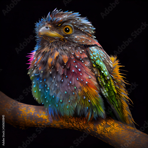 Rainbow potoo bird generative ai photo