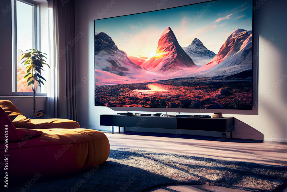 Big Tv In A Living Room. Elegant living room with big tv screen