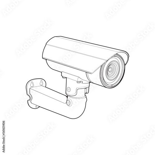 Cctv in line art vector style, isolated on white background. Cctv in line art vector style for coloring book.