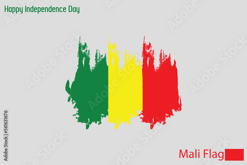 National Flag Flag of Mali Stock Vector Drawn with Brush Strokes  