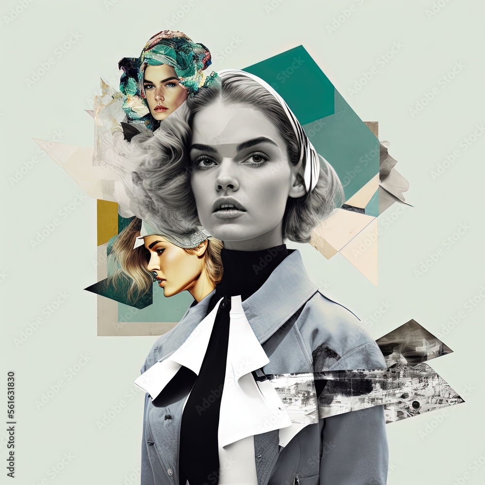 Mood board style collage, vintage fashion collage, generative ai scrapbook  page Stock イラスト | Adobe Stock