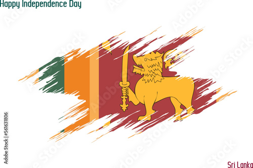 Sri Lanka National Flag Artistic Grunge Brush Stroke Concept Vector Design 