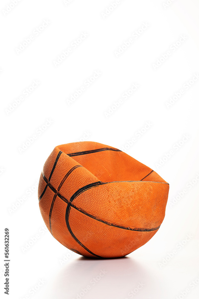 Old deflated basketball isolated on white background, worn out damaged ball StockFoto Adobe Stock