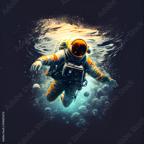 an astronaut in the ocean generative AI © Gonenc