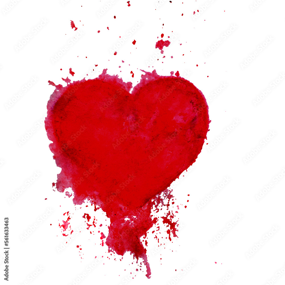 Red Splash Watercolor Heart Illustration on White Background. Red Splash Watercolor Heart Illustration on White Background.