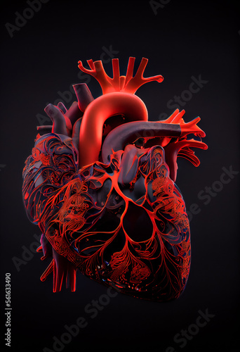 illustration Anatomy of Human Heart. Generative AI.