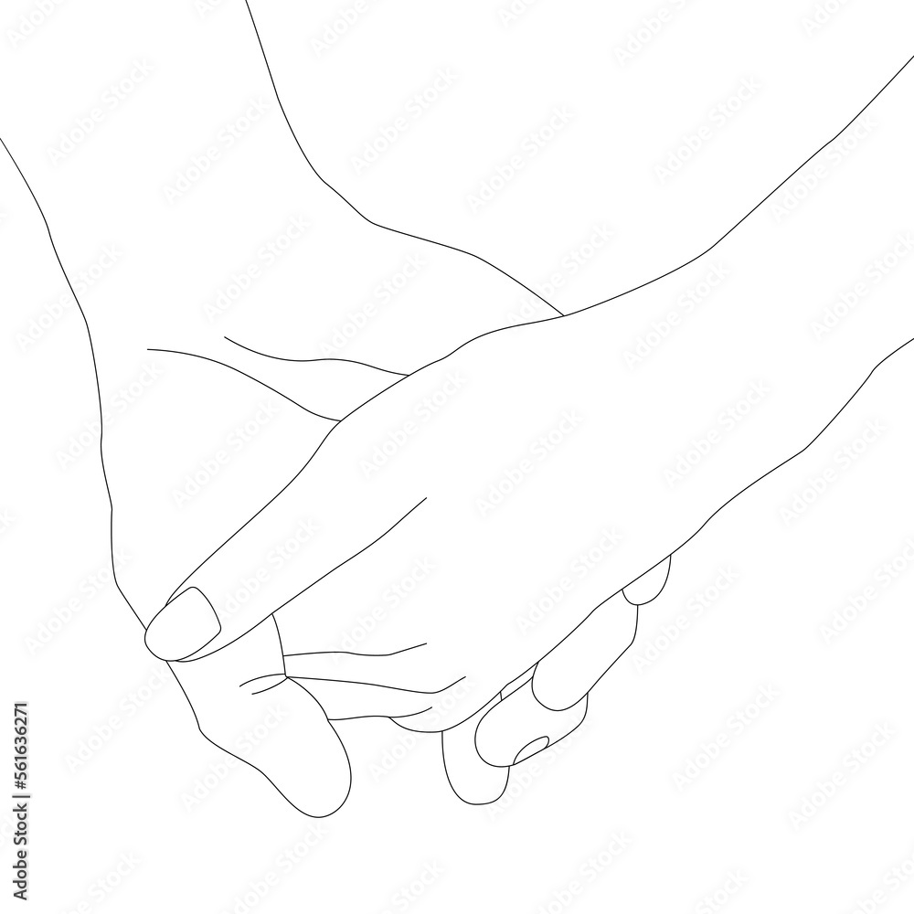 Line drawing holding hands Line drawing holding hands
