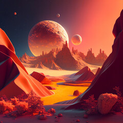 Crédence de cuisine Bordeaux Beautiful landscape from the other worlds. AI-Generated.  © Coolmer