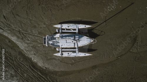 yacht low tide aerial 