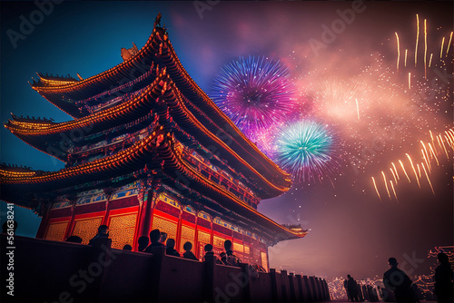 Chinese lunar new year 2023 celebration fireworks
