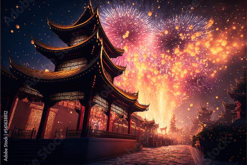 Chinese lunar new year 2023 celebration fireworks