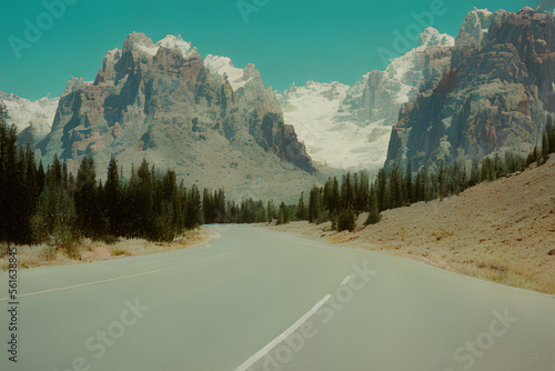 a road with trees and mountains in the background 