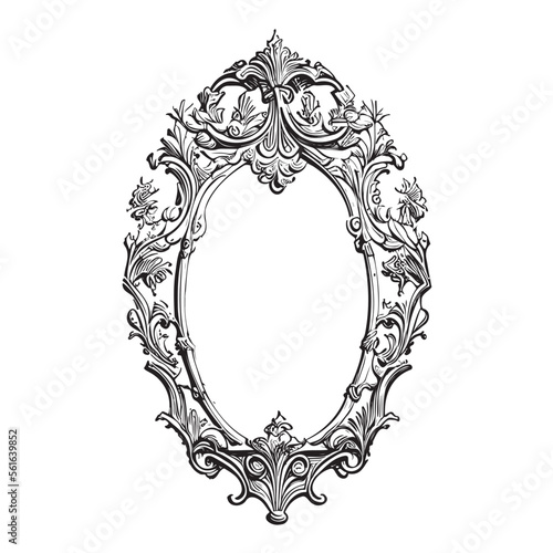 Mirror frame vintage hand drawn sketch Vector illustration