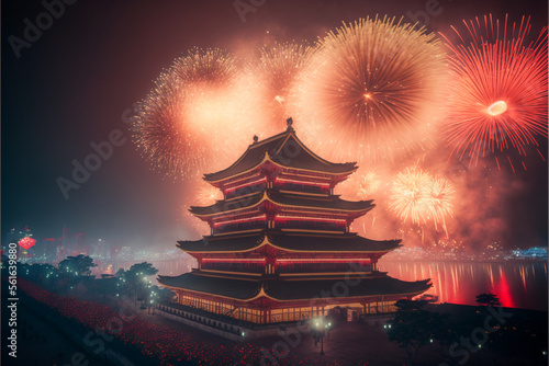 Chinese new year fireworks celebrations background