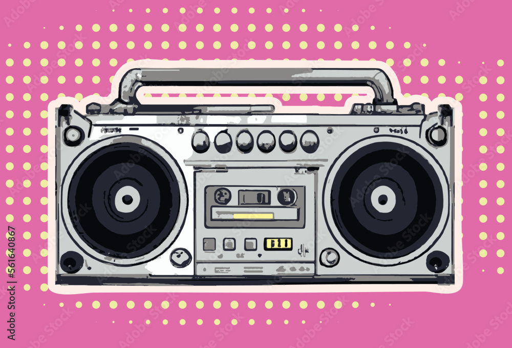 Tape recorder poster illustration vector Tape recorder poster illustration vector