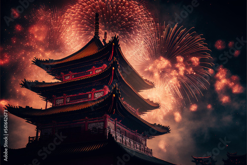 Chinese lunar new year 2023 celebration fireworks