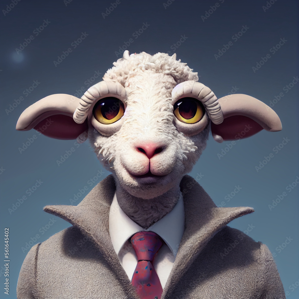 sheep with horns in suit 