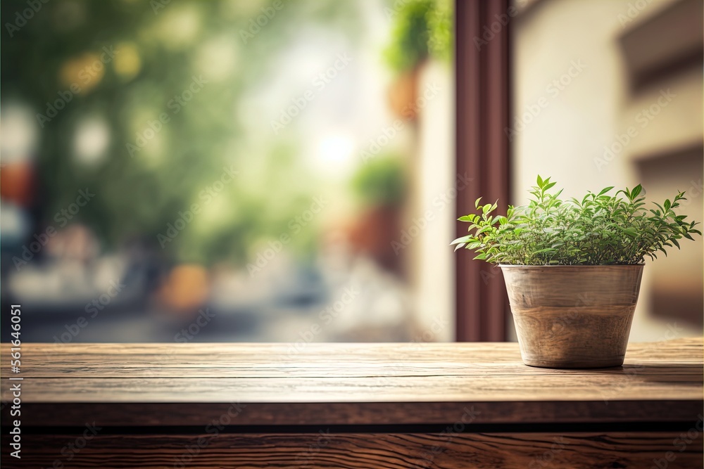 Desk table space for product blurred kwindow