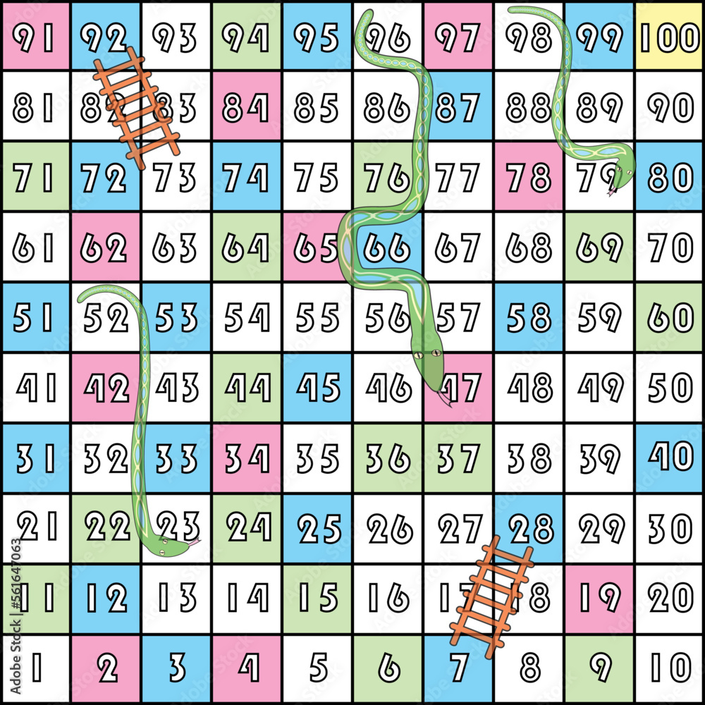 Snakes and ladders game, snakes and ladders isolated on a separate layer, vector image Stock