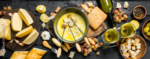Delicious fondue cheese with white wine.