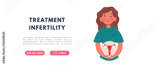 Woman health. Pain in uterus. Gynecology problems.Flat vector isolated illustration