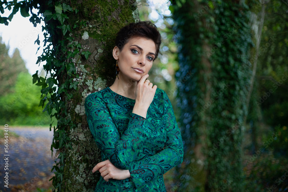very beautiful woman with fashion make-up in a long evening dress very beautiful woman with fashion make-up in a long evening dress