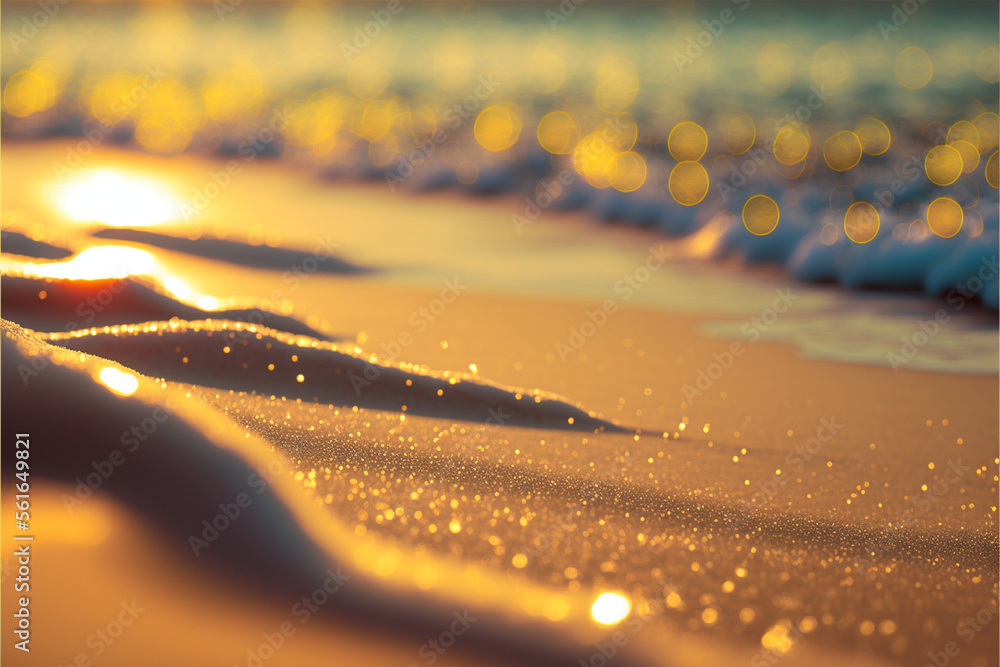 Fototapeta premium landscape sunset beach , bokeh sunlight ,GENERATIVE AI