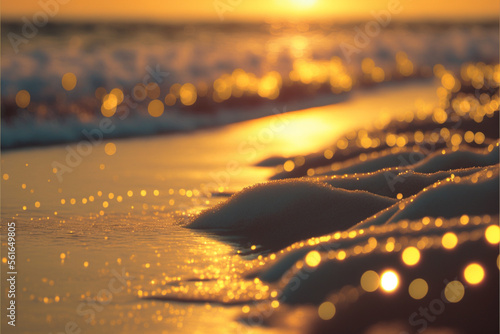 landscape sunset beach , bokeh sunlight  ,GENERATIVE AI