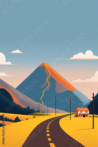Colombia minimalist landscape, Latin America, illustration made with Generative AI 