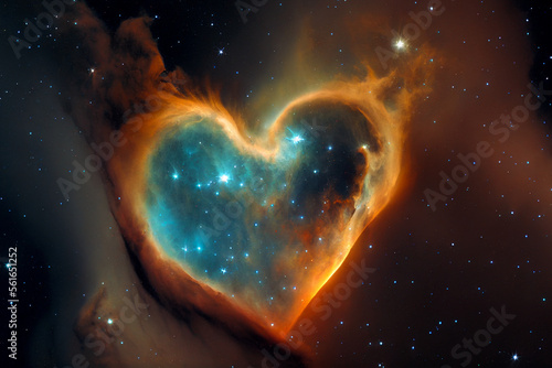 Heart shaped nebula. Heart galaxy. Astrological symbol of love