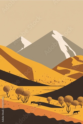 Peu minimalist landscape  Latin America  illustration made with Generative AI 