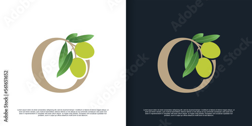 Illustration of olive letter logo O unique concept Premium Vector