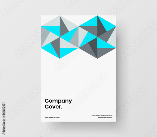 Unique annual report vector design template. Simple mosaic pattern booklet layout.