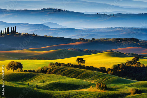 Landscape in the style of Tuscany - Generative AI