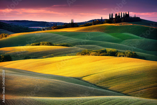 Landscape in the style of Tuscany - Generative AI