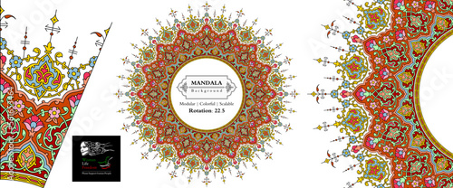 Mandala frame persian iranian arabic turkish islamic hindi indian tibetan traditional colorful vector modular pattern texture vintage ornate retro elegant ornamental borders frames floral ornament 04