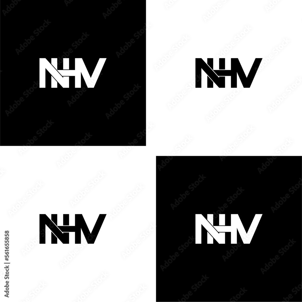 nhv typography letter monogram logo design set nhv typography letter monogram logo design set