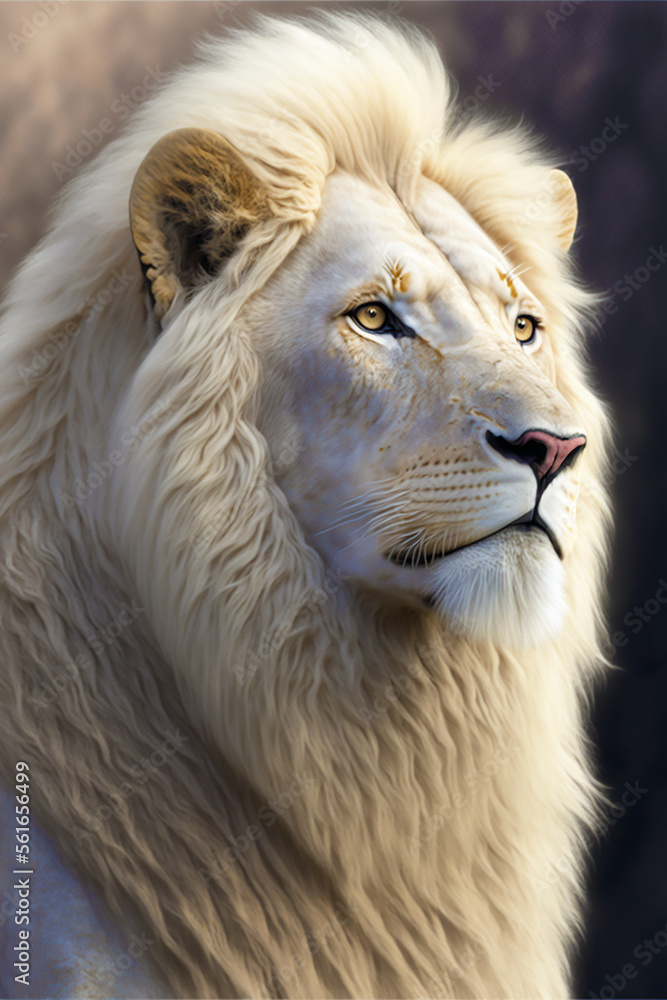 Close up portrait of a White Lion